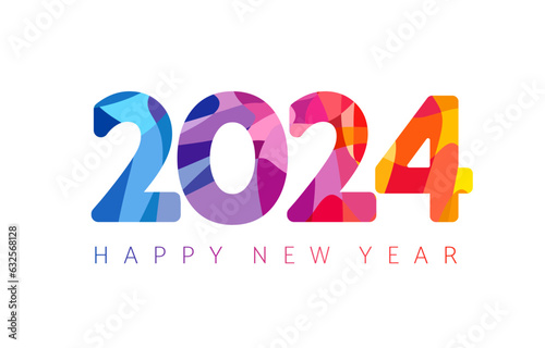 2024 colorful facet new year numbers. Christmas creative symbols Happy New Year greetings. Art design template 2024. Vector illustration for diary, calendar title, annual report