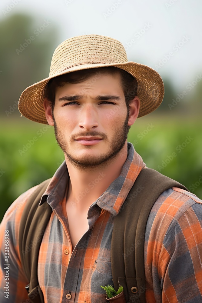 closeup portrait of a handsome young farmer standing in his farm closeup portrait of a handsome young farmer standing in his farm
