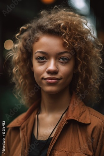Wallpaper Mural cropped portrait of a young woman standing outside Torontodigital.ca
