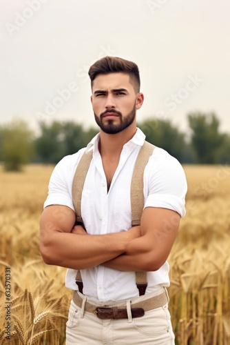 shot of a handsome young man standing with his arms crossed while working in the field