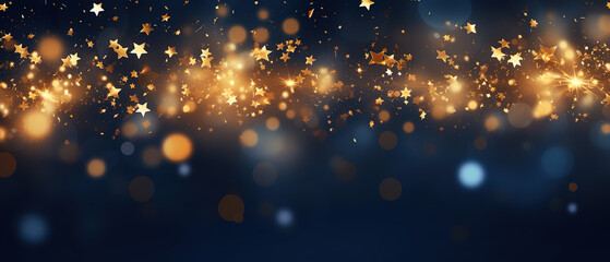 Abstract background with star Dark blue and gold particle