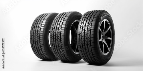 auto profile car object wheel isolated rubber tyre background tire automobile. Generative AI.