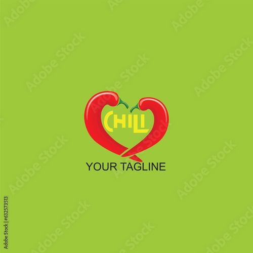chili illustration logo forms love, like spicy or like chili
