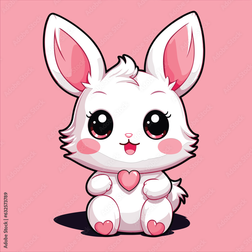 Fototapeta premium Bunny happy face sticker vector