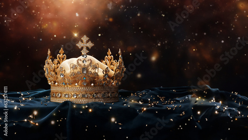 Königliche Krone im goldenen Glanz mit edlen Hintergrund, ai generativ photo
