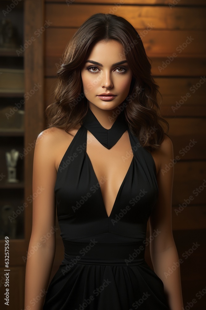 Model in a Simple Yet Elegant Little Black Dress, Generative AI Model in a Simple Yet Elegant Little Black Dress, Generative AI