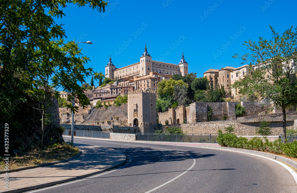 Panoramic view of Toledo, Spain, UNESCO World Heritage. Old Town and Alcazar.