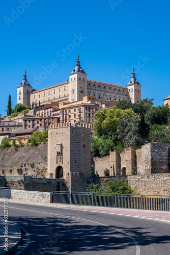 Panoramic view of Toledo, Spain, UNESCO World Heritage. Old Town and detail of Alcazar.