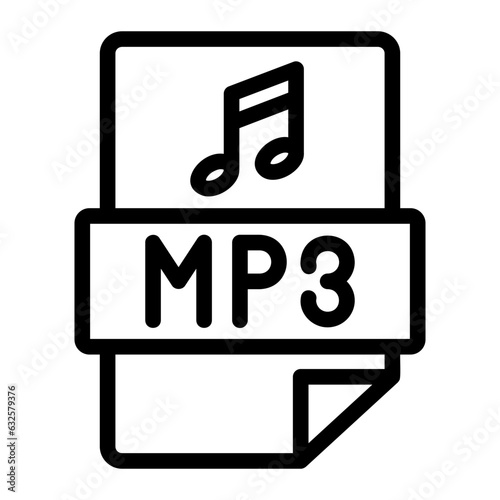 mp3 format line icon photo