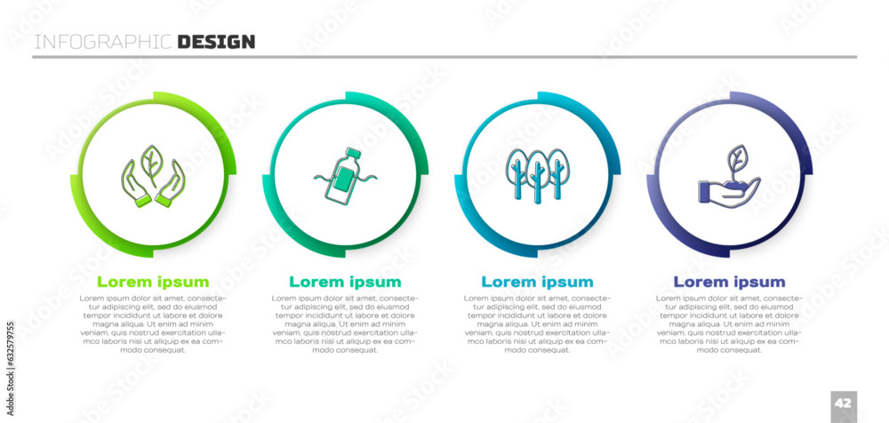 Set Leaf in hand, The problem of pollution, Tree and Plant. Business infographic template. Vector Set Leaf in hand, The problem of pollution, Tree and Plant. Business infographic template. Vector