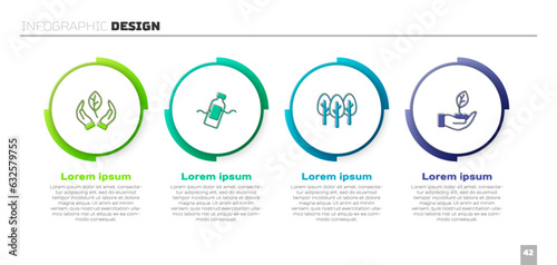 Set Leaf in hand, The problem of pollution, Tree and Plant. Business infographic template. Vector