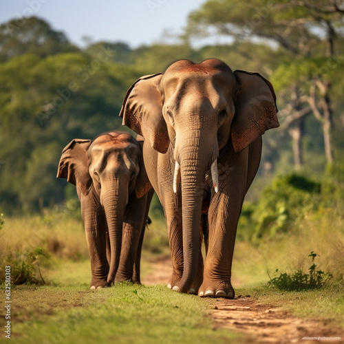 Two elephants in Africa roaming around the savanna  © Nick