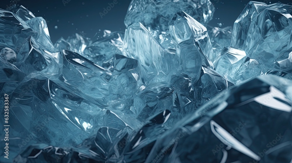 Crystal ice formations background with space for text