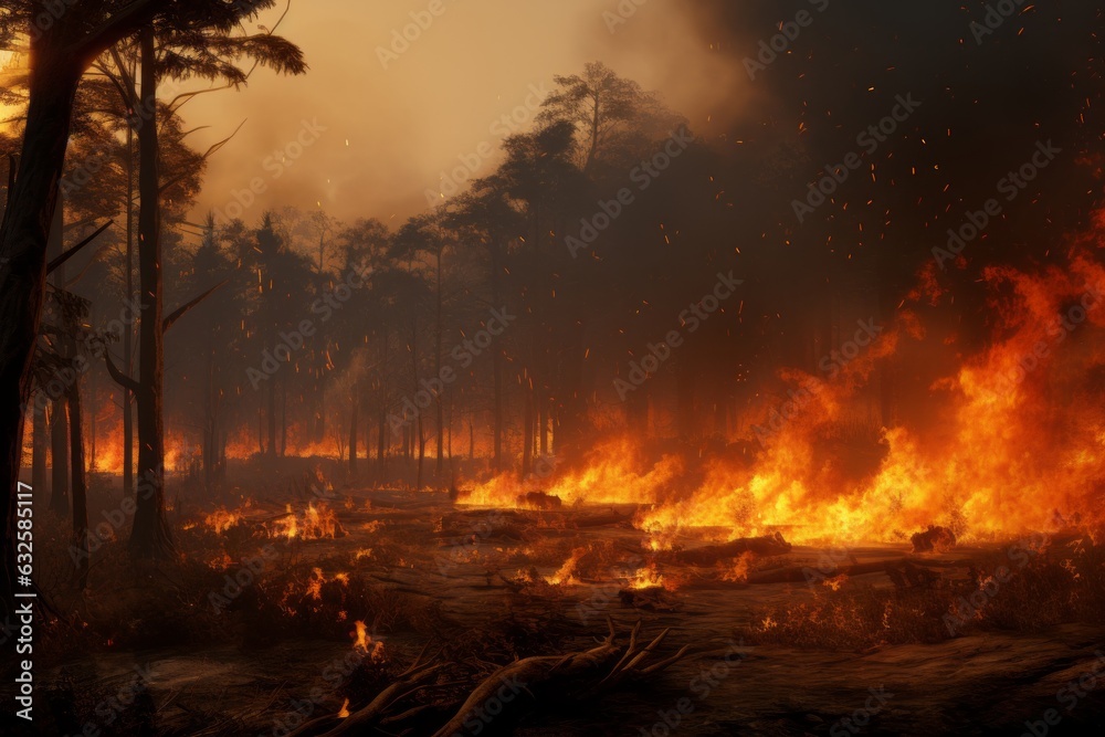 tragedy unfolds: forest ablaze in a catastrophic inferno, Generative AI tragedy unfolds: forest ablaze in a catastrophic inferno, Generative AI