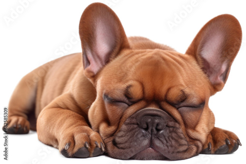 Sleeping french bulldog with transparent background