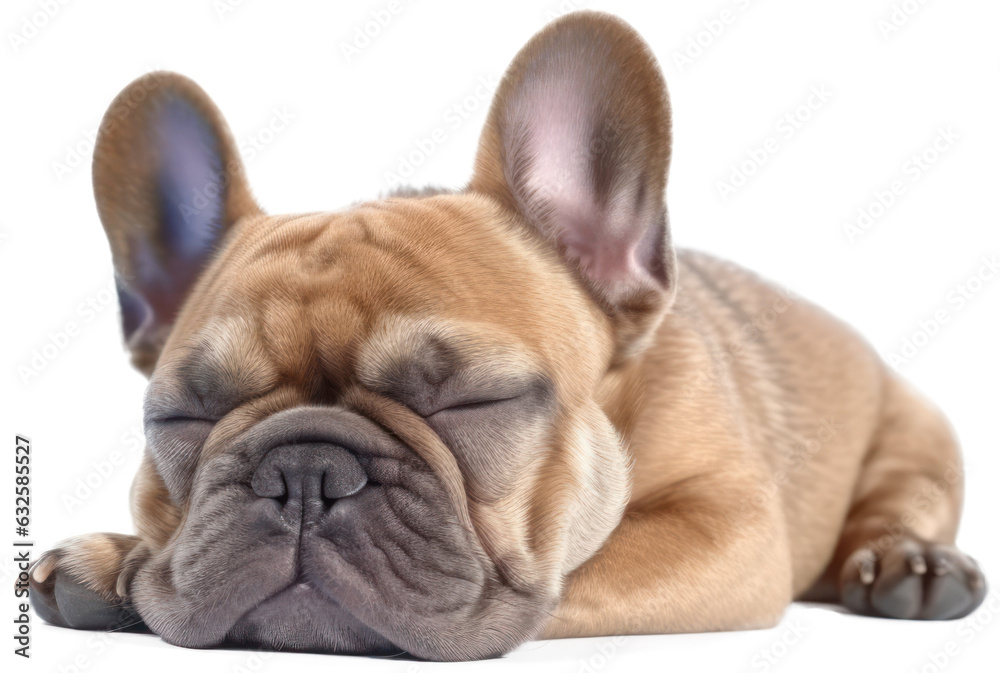 Sleeping french bulldog with transparent background