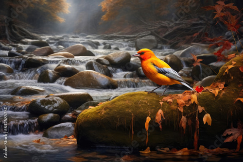 A Large Bird in the Mountain Stream
