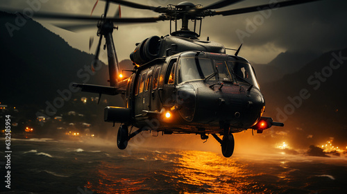 War helicopter in a danger zone cinematic