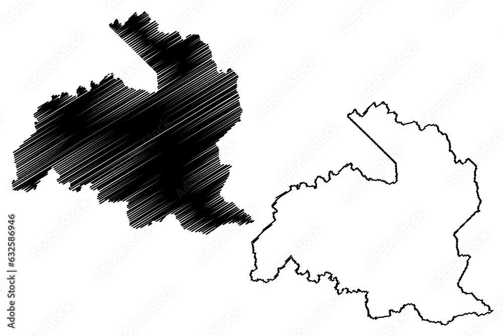 Ecoporanga municipality (Espírito Santo state, Municipalities of Brazil, Federative Republic of Brazil) map vector illustration, scribble sketch map