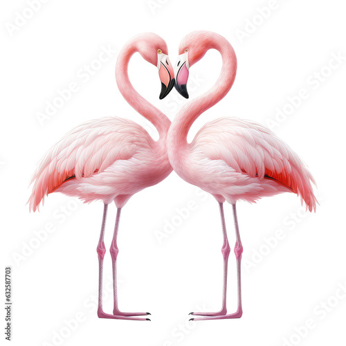 pink flamingo looking isolated on white