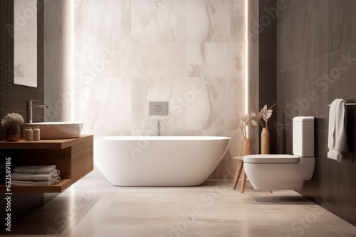 Modern bathroom interior with decorative elements