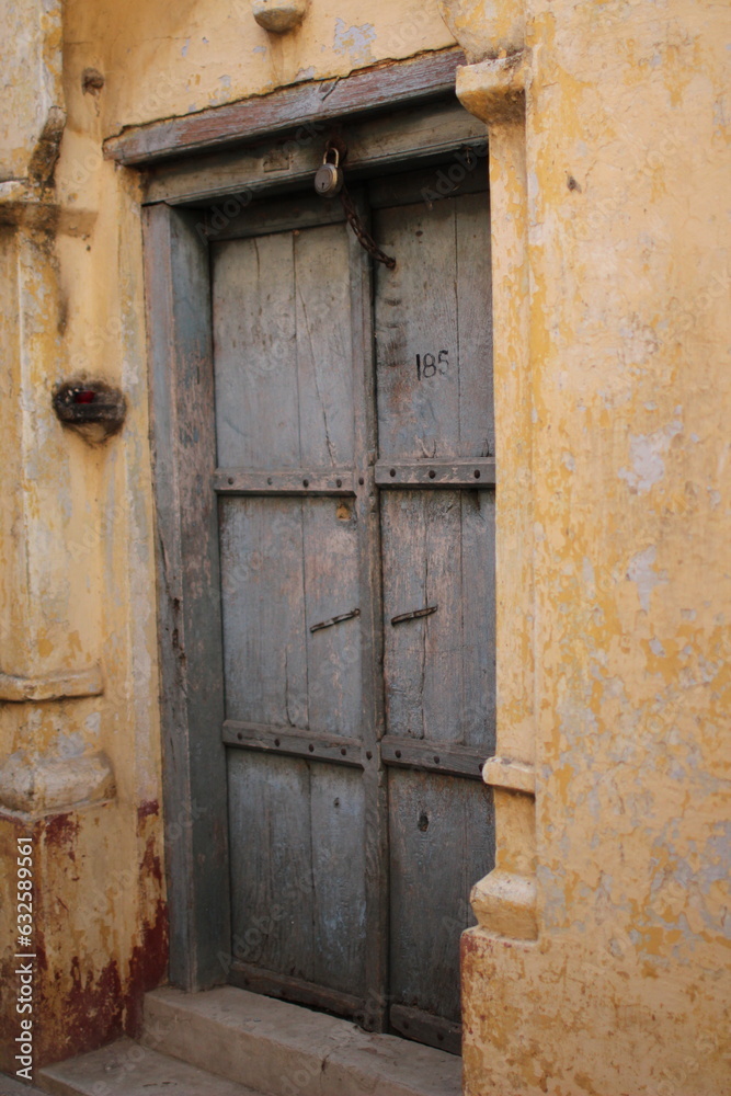 An old door in a village in India