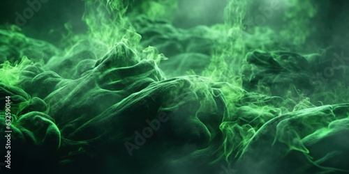 Dense Lush Green Liquid Smoky Abstract Foggy Background Generative AI