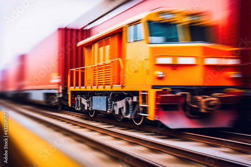 Express Cargo Train with Blurred Speed