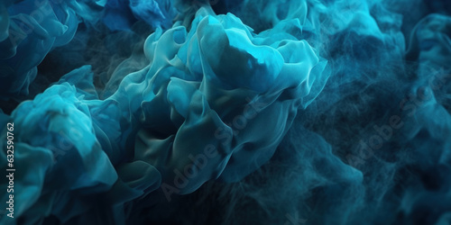 Dense Blue-Cyan Liquid Smoky Abstract Foggy Background AI Generative