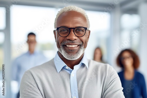 business businessman office mature middle aged meeting man portrait corporate manager smiling black businessperson generative ai