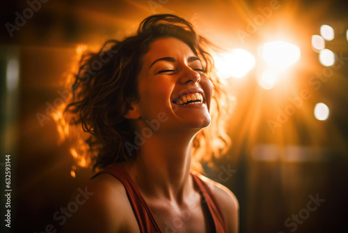 Candid Yoga Mat Laughter photo