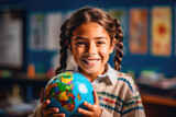 Girl with Pigtails and Globe