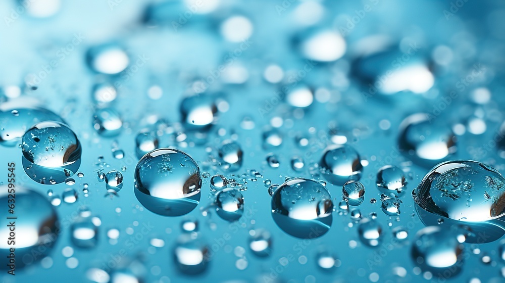 raindrops image, blue background with water drops