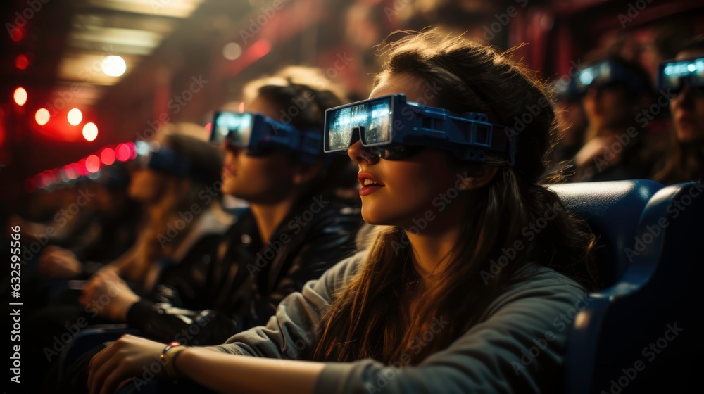 Watching a movie in 3D glasses generated by AI Watching a movie in 3D glasses generated by AI