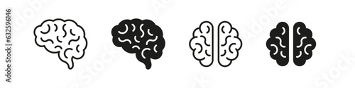 Brain icon. Idea sign. Intellect symbol. Mind sign vector set. Genius head isolated on white background.