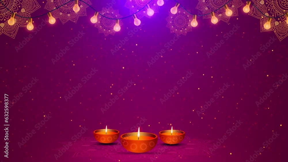Happy Diwali or Deepawali card with copy space for your logo or text Indian Diya oil lamp. Festival of Lights. oil lamp, diya patterns, Wishes, Events, Message, holiday. Glitter Sparkling Magic light