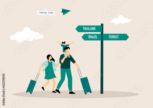 Summer vacations and holiday vector illustration. Collection of traveling and tourism elements.
