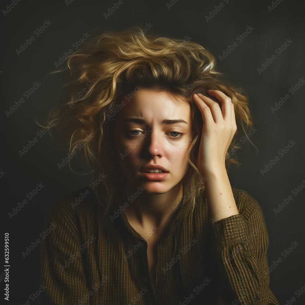 Woman looking Stressed out, tired and worried, or even burned out. Concept of Stress symptoms and high demand in society. Portrait. Woman looking Stressed out, tired and worried, or even burned out. Concept of Stress symptoms and high demand in society. Portrait.