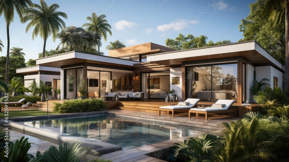 Modern villa, minimalist style. Generated by AI