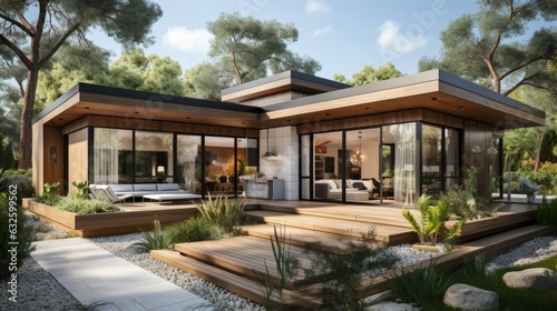 Modern villa, minimalist style. Generated by AI © DigitalMuseCreations