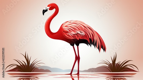 pink flamingo on white background  ai generative