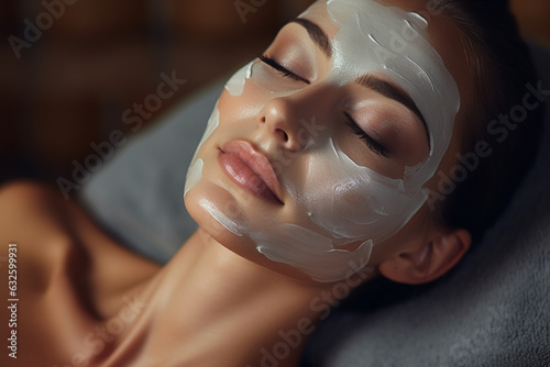 An elegant shot capturing a skincare specialist applying a high-quality moisturizing mask during a professional spa treatment Generative AI