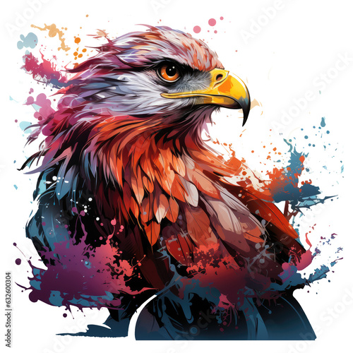 A fantastical Eagle t-shirt design with an eagle transformed into a mythical creature, such as a griffin or a dragon, Generative Ai