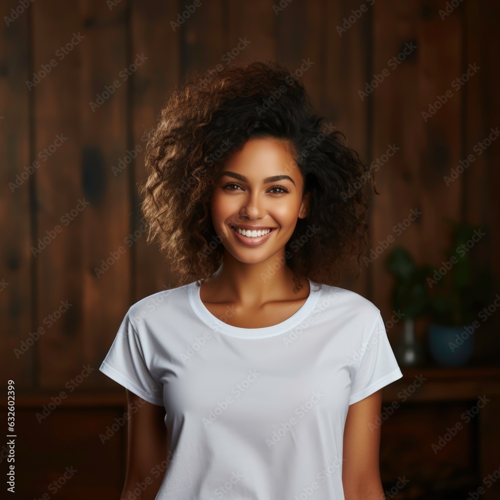 Layout design.Girl in white T-shirt. Generated by AI Layout design.Girl in white T-shirt. Generated by AI