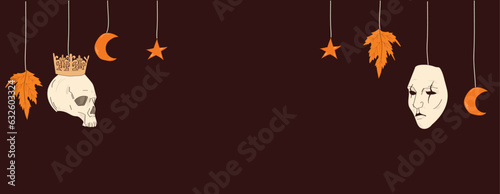 Halloween banner. Vector icon and collection element for Helloween party invitation, greeting cards, posters, web design.