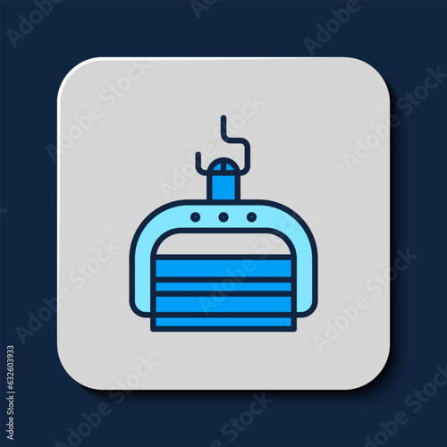 Filled outline Ski lift icon isolated on blue background. Vector