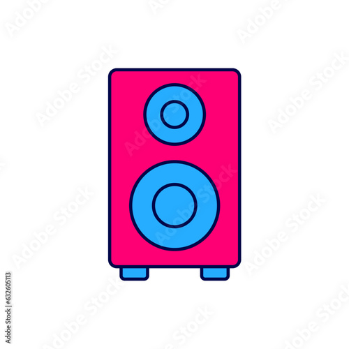 Filled outline Stereo speaker icon isolated on white background. Sound system speakers. Music icon. Musical column speaker bass equipment. Vector