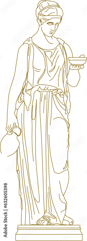 Fototapeta premium Vector sketch illustration design of classical detail roman greek roman deity statue design