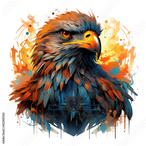 A captivating Eagle t-shirt design with an eagle depicted in the style of ancient hieroglyphs, Generative Ai
