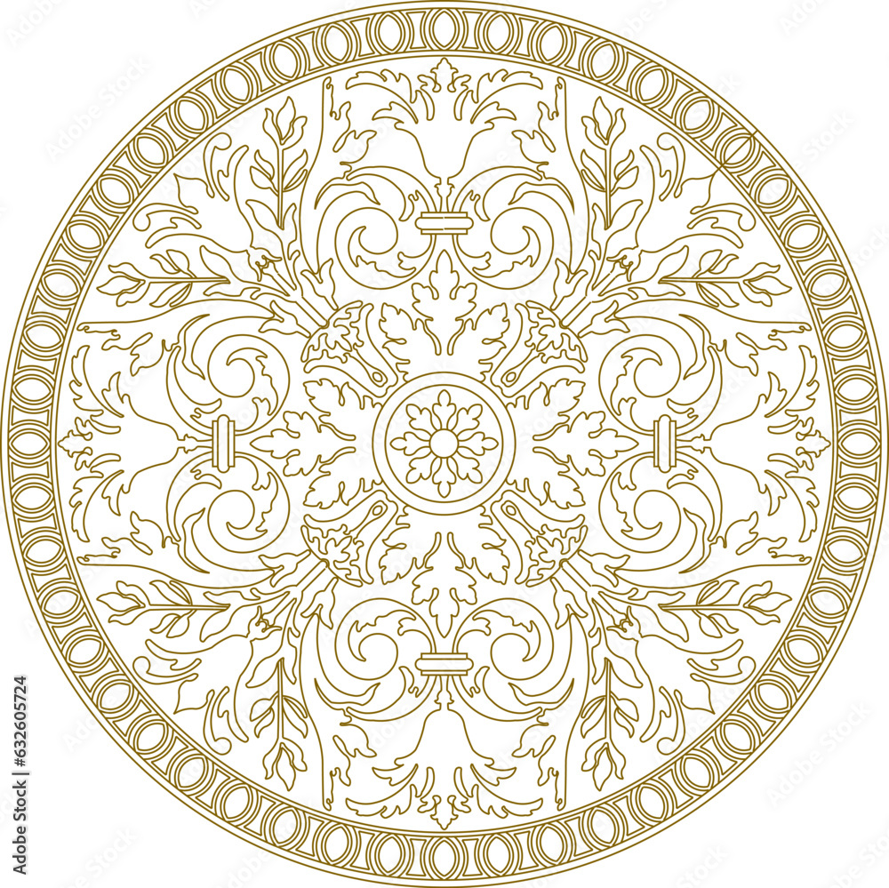 Classic roman greek detailed baground pattern rosettes detail illustration vector sketch